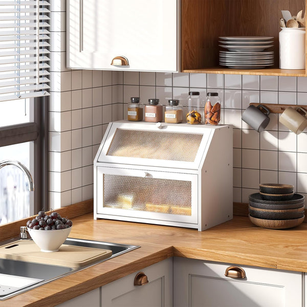 STDDRE Bread Box for Kitchen Countertop Bin Double Layer Bread Box Storage