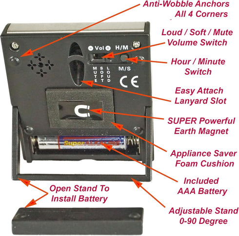 Elegant eTradewinds Digital Kitchen Timer, Stainless Steel Model eT-78, Displays 0-99 Min. or 0-99 Hr., Auto Shut Off