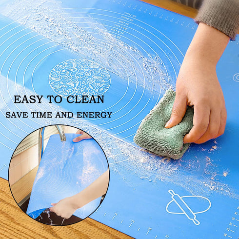 Silicone Baking Mat for Pastry Rolling Dough, 19.7" x 15.7", BPA Free Non-Stick Blue Baking Supplies