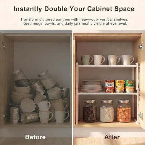 Set 2 12.6''W 44 LBS Counter Countertop of Cabinet Organizers Load Capacity Heavy Duty Kitchen Pantry Shelves Storage