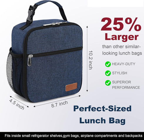 Femuar Lunch Box for Men and Women - Small Reusable Portable Lunch Bag for Office Work Picnic, Blue