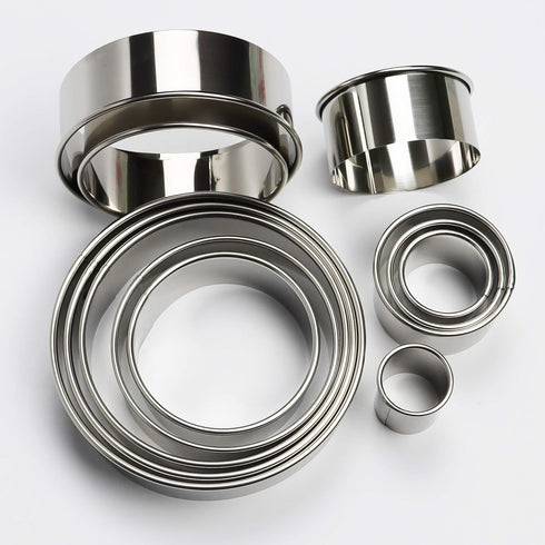 Stainless Steel Round Cookie Cutter Set, 12 Circular Biscuit Cutters, Round Donut Ring Molds for Baking 1.2 Inch Height