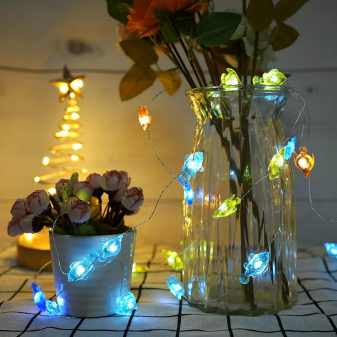 14ft 40 8 Decorman Tropical Fishes Decorative String Lights, LED Modes Cool White Weatherproof Battery Operated Ocean
