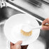 2 Pack Kitchen Dish Brushes, Bamboo Handle Dish Scrubber with Built-in Scraper for Kitchen Sink Cleaning Tools