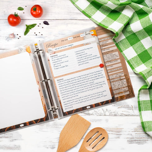 Full Size 8.5x11'' Pack of 50 Recipe Sheet Protectors for Binders, Top-Loading Clear Plastic Sleeves, Convenient Refill.