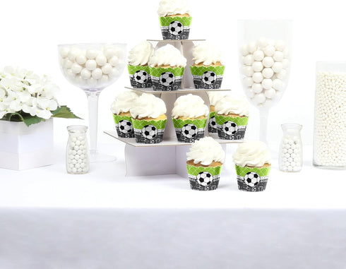 Big Dot of Happiness Goaaal - Soccer - Baby Shower or Birthday Party Cupcake Wrappers Decorations - Set of 12