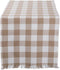 DII - Heavyweight Fringed Check Table Runner, 14x72, Stone Brown