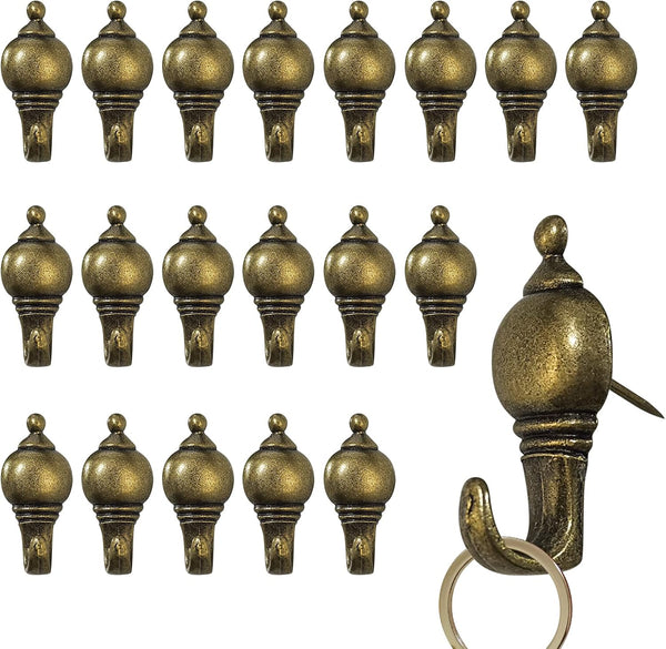 20 Pcs Zinc Alloy Pushpin Hook Hanger, Reusable Hanging Hooks in Bronze