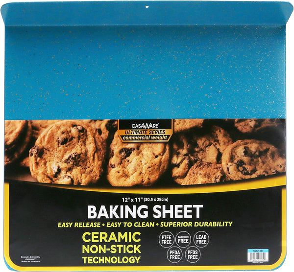 casaWare Toaster Oven Baking Sheet, 12 x 10-Inch with 1.5-Inch Handle (Blue Granite)