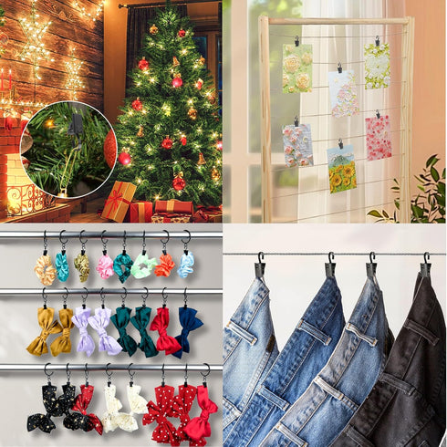 Manysky 25 Pack 430 Curtain Clips Hooks, Stainless Steel Drapery S Hooks Clips for Hanging Christmas String Lights