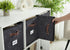 DECOMOMO Storage Baskets 13x15x13 - Storage Cube Bins with Label Holders for Organizing Shelves, 4pcs, Black Pattern