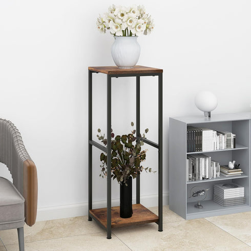 NOAMOO 32 inch Tall Metal Wood Plant Stand, Tier Potted Plant Shelf for Indoor, Flower Pot Holder for Corner Living