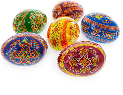 Set 6 2.5 Inches BestPysanky of Folk Art Patterns Wooden Ukrainian Easter Eggs