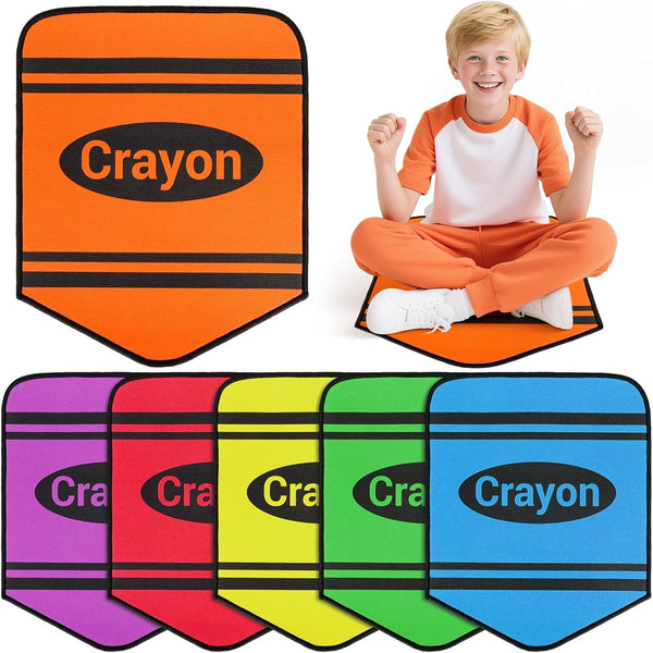 AKAIXI 6pcs Crayon Carpet Seats for Classroom 14X17 Inch Colorful Floor Mat Small