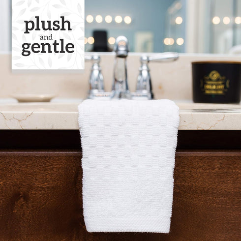 12x12 inches 6 Pack, GREEN LIFESTYLE Checker Washcloths Soft, Durable, Highly Absorbent and Luxurious (Beige)