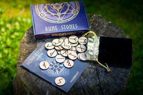 Rune Stones Set with Manual for Beginners and 5 Layouts, Viking Nordic Runes