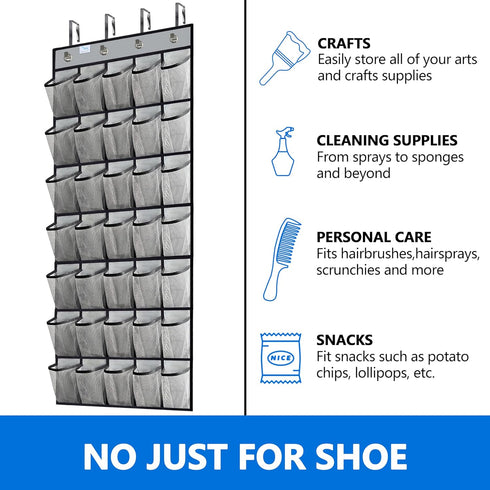 Over the Door Shoe Organizer, 2024 Upgraded, 35 Huge Pockets for Size 13 Shoes
