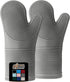 Gorilla Grip Heat and Slip Resistant Silicone Oven Mitts Set, 14.5 in, Gray