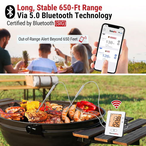 ThermoPro Wireless Meat Thermometer, 650ft Digital Wireless with 2 Meat Probes for Cooking, BBQ Smoker