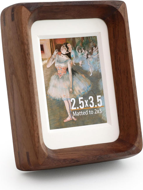 Walnut Wood Picture Frame,Picture 2x3 with Mat or 2.5x3.5 Without Mat,Standing Desk