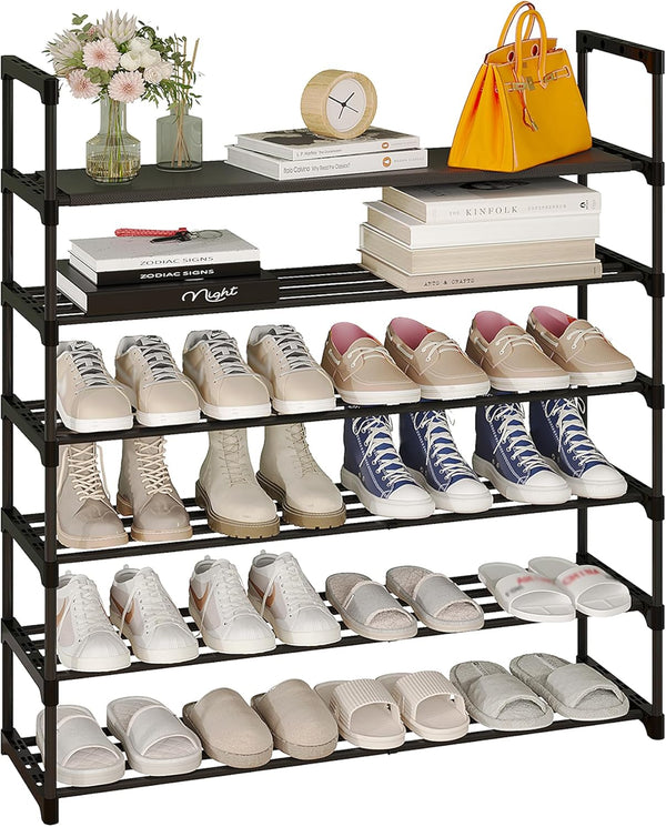Calmootey 6-Tier Shoe Rack, Tall Large Capacity 30 Pairs Shoes Storage Organizer,
