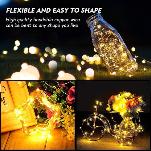 Highill 20LED Battery Fairy Lights Led String Lights with Timer Battery Operated String Lights Copper Wire Light