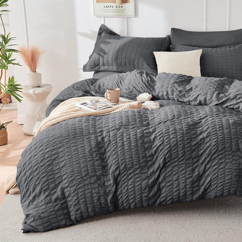 Sets 7 Set HYMOKEGE Full Size Comforter Seersucker Pieces, All Season Luxury Bed in a Bag for Bedroom, Bedding
