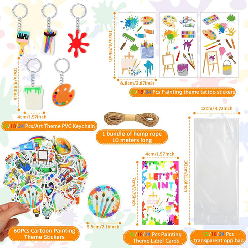 206 4 4 Inch Set HyDren Pcs Paint Party Favors Bulk x Canvas Easel and Watercolor Paint Palette Brush Stickers Puffy