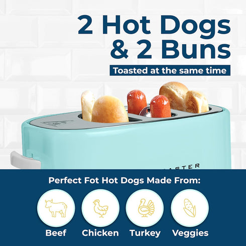 Nostalgia Pop-Up 2 Hot Dog and Bun Toaster - Works with Chicken, Turkey, Veggie Links, Sausages