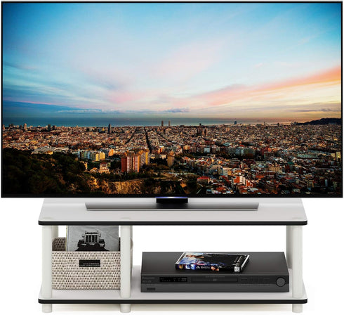 2-Tier 46 Inch Furinno JUST TV Stand, No Tools Mid Entertainment Center with Open Shelf, TV Console for TV up
