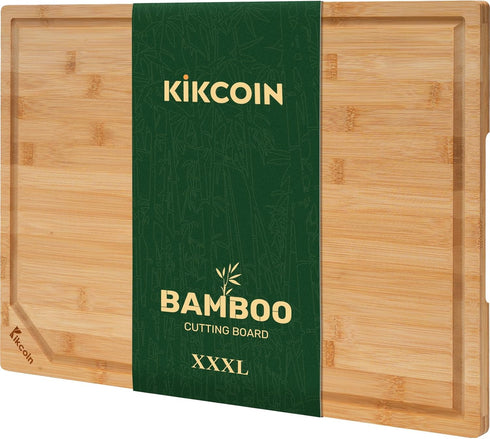 Kikcoin 2418 Bamboo Cutting Boards for Kitchen, Wooden Healthy Cutting Boards for