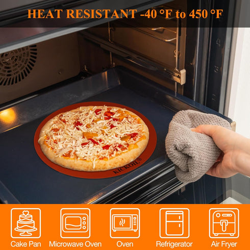 Round Silicone Baking Mats Set of 2, Non-Stick Reusable Heat Resistant Baking Sheets for 9 Inch Cake Pan, Pizza Pan