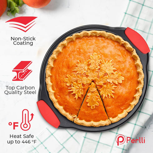 PERLLI 6-Piece Non-Stick Baking Pan Set, BPA-Free Carbon Steel Bakeware with Silicone Handles