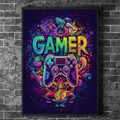 Yolbcdr Gaming Posters - Video Game Wall Art Set of 3, Cool Gaming Sign Pictures for Boys Bedroom Decor