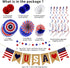 26Pcs 4th Patriotic Decorations of July Decorations LOVE USA Banner Red White Blue Paper Fans Star Streamer Pom Poms
