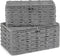 Mkono Storage Baskets Bin with Lid, Decorative Handwoven Organizer for Shelves, Set of 2, Grey