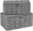 Mkono Storage Baskets Bin with Lid, Decorative Handwoven Organizer for Shelves, Set of 2, Grey