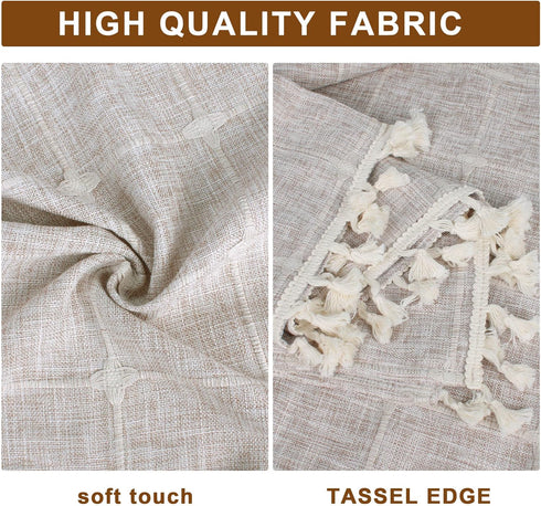 Ajerg 20x57inch Coffee Table Cloth, Boho Coffee Table Cover for Living Room Tablecloth Cover with Pockets & Tassel