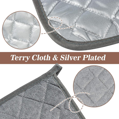 MAQIHAN Cotton Pot Holders for Kitchen, 4pcs Square Hot Pads Set, Gray 7 Inch Terry Cloth