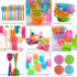 Party Essentials 10 Count Assorted Neon Hard Plastic Square Twist Salad/Snack Bowls, 12-Ounce