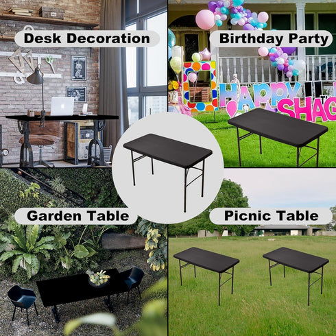 Viiamacki 4 24X48 Inches Rectangle Spandex FT Fitted Tablecloth, Elastic Folding Picnic Table Cloth, Stretchy Patio