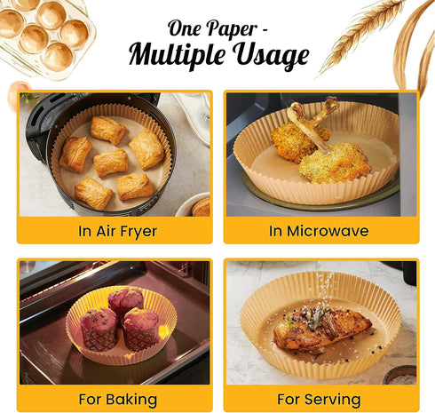 Baker's Signature 240 pcs Air Fryer Liners, Round Disposable Non-Stick Paper Liners for Easy Cleanup