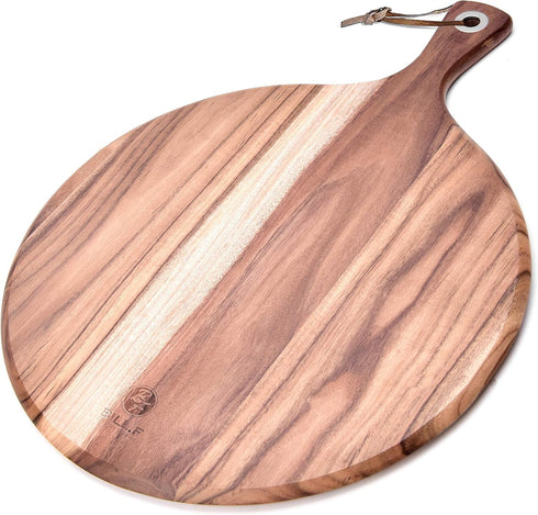 BILL.F Acacia Wood Pizza Peel, 10" Cutting Board, Cheese Paddle Board, 14x10x0.5 Inch