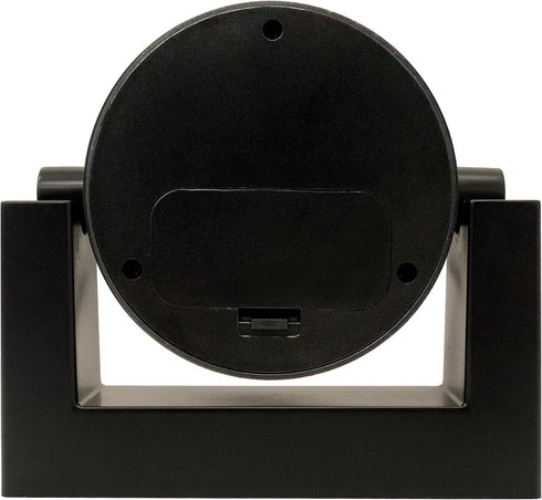 Timekeeper Small Desktop Swivel Clock - Battery Operated, 6.75" Wide x 2" Tall, Black Frame White Face
