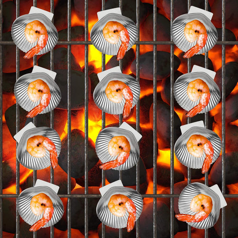 Outset Grillable Shells - Set of 12 All Purpose Grillable Stainless Steel Sea Shells