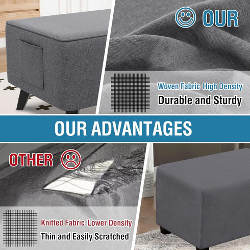 33"-34" H.VERSAILTEX Ottoman Cover Slipcover Rectangle Fit Length Footrest Sofa Slipcovers Stool Cover Footstool