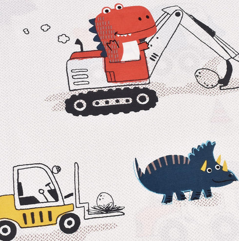 J-pinno Cozy Set 100% Set Dinosaur Construction Work Digger Cars Vehicle Cute Fun Twin Sheet for Kids Girls Children