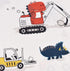J-pinno Cozy Set 100% Set Dinosaur Construction Work Digger Cars Vehicle Cute Fun Twin Sheet for Kids Girls Children