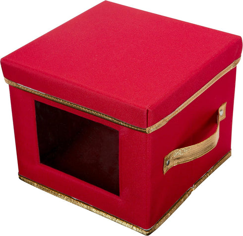 Simplify Holiday Salad Plate Dinnerware Storage Box, 9.45 Inch, Christmas China with 12 Felt Dividers for Tableware