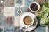 45" 56" Covers For The Home Deluxe Elastic Edged Flannel Backed Vinyl Fitted Table Cover - Global Coffee Pattern